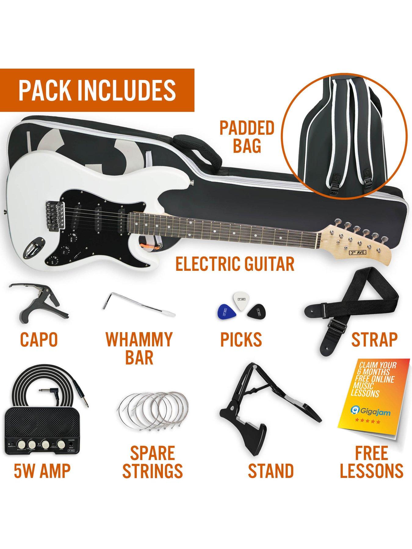 Image 3 of 6 of 3rd Avenue Full Size 4/4 Electric Guitar Ultimate Kit with Amp - 6 Months FREE Lessons - White