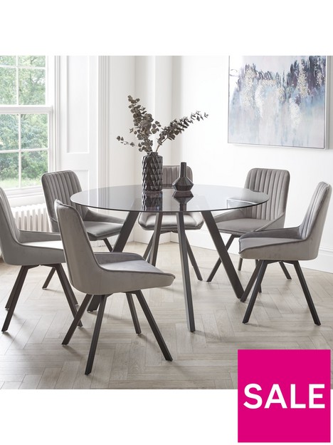 triplo-130-cm-round-glass-top-dining-table-6-chairs-blackgrey