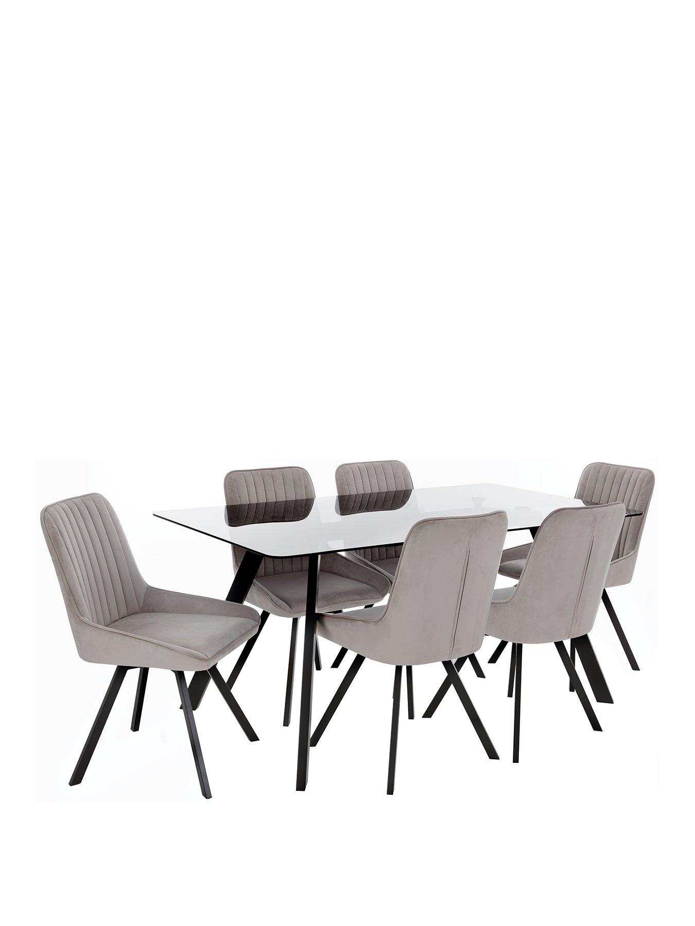 Black glass table and best sale 6 chairs