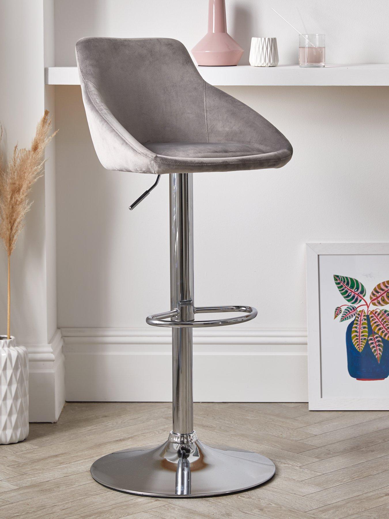 The Very Collection Dahlia Fabric Gas Lift Bar Stool - Grey - FSC® Certified