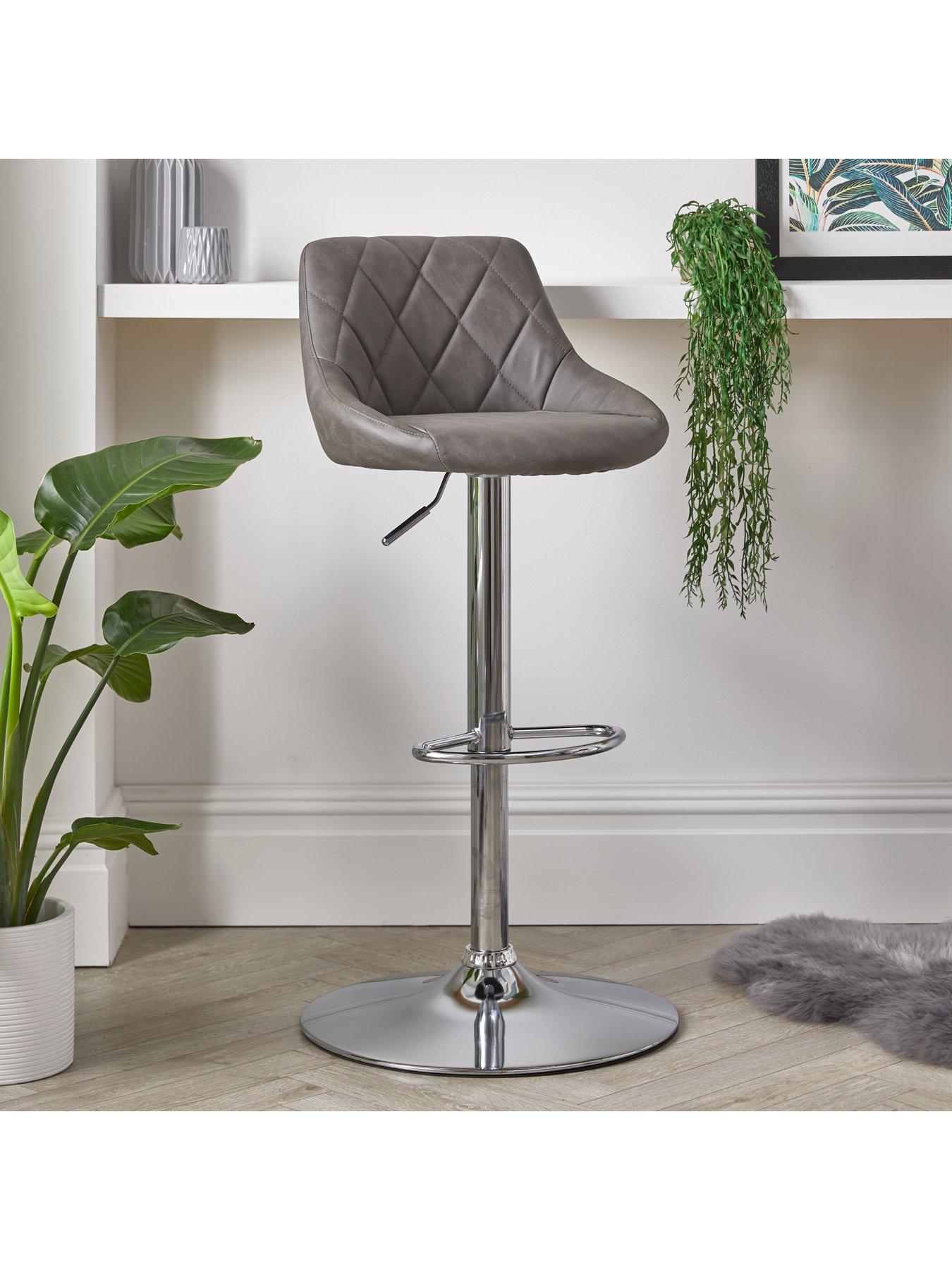 The Very Collection Diamond Stitch Faux Leather Bar Stool - Grey - FSC® Certified