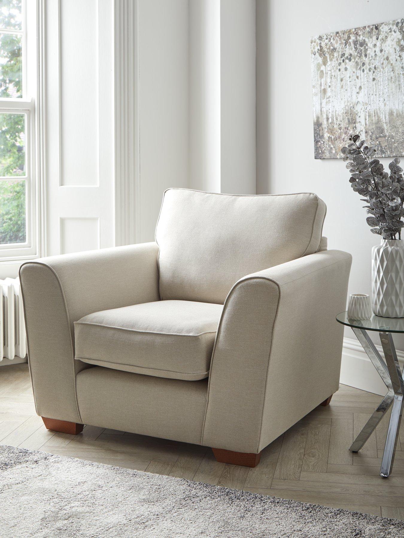 Cream fabric online armchair