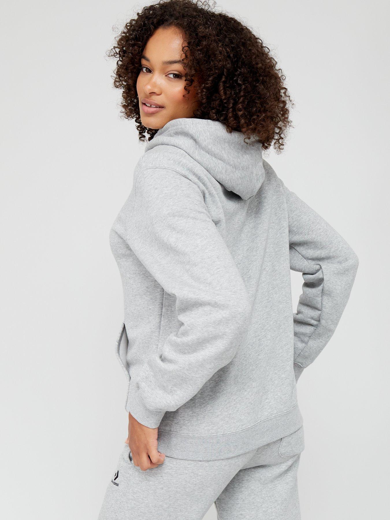 Grey converse hoodie womens discount