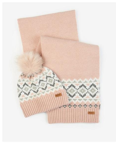 barbour-eden-fairisle-beanie-and-scarf-gift-set-pink