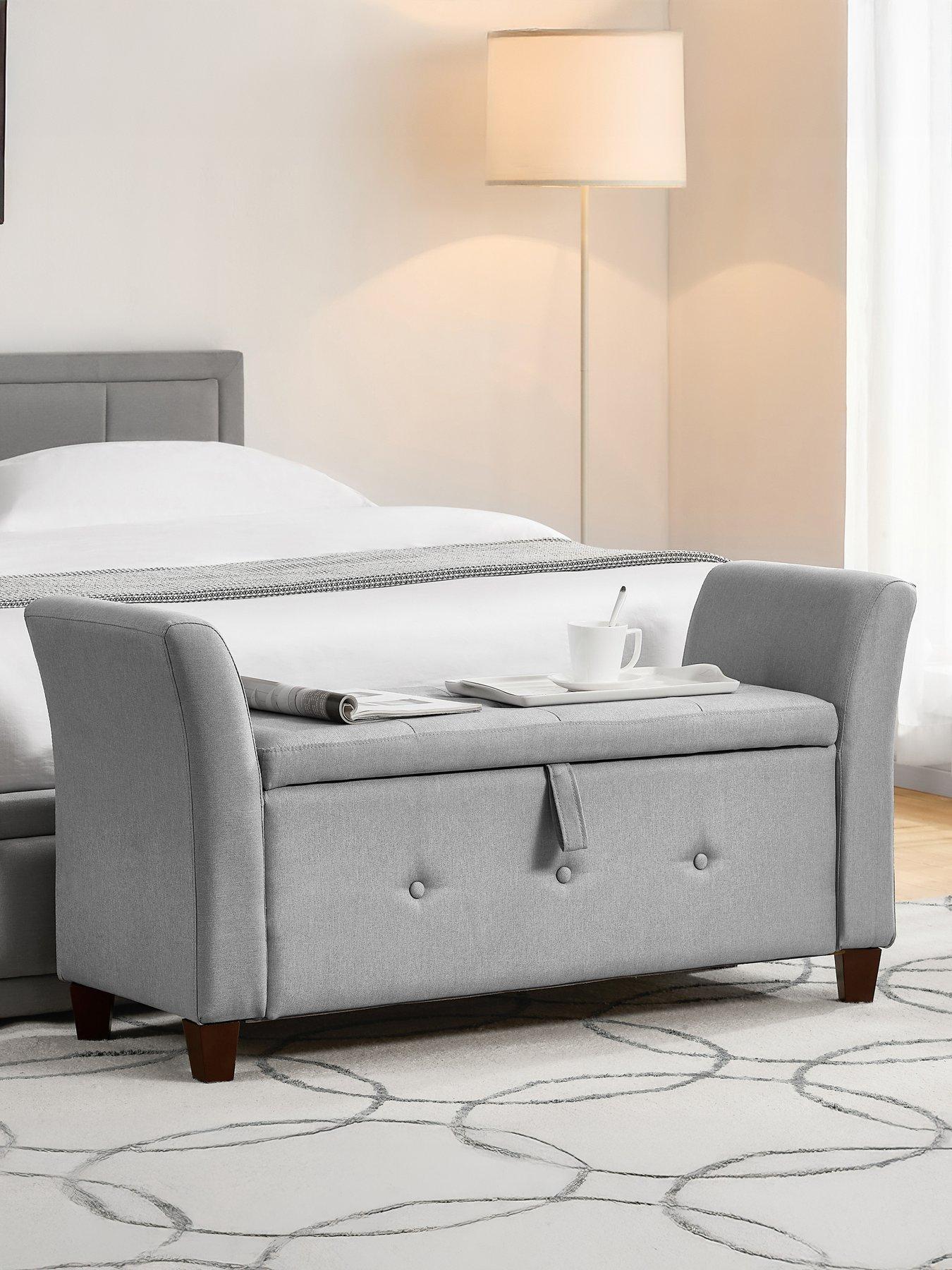 Image 1 of 5 of Vida Designs Seville Linen&nbsp;Storage Ottoman - Light Grey