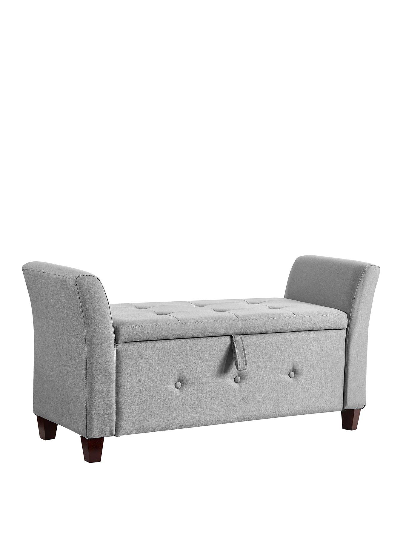 Image 2 of 5 of Vida Designs Seville Linen&nbsp;Storage Ottoman - Light Grey