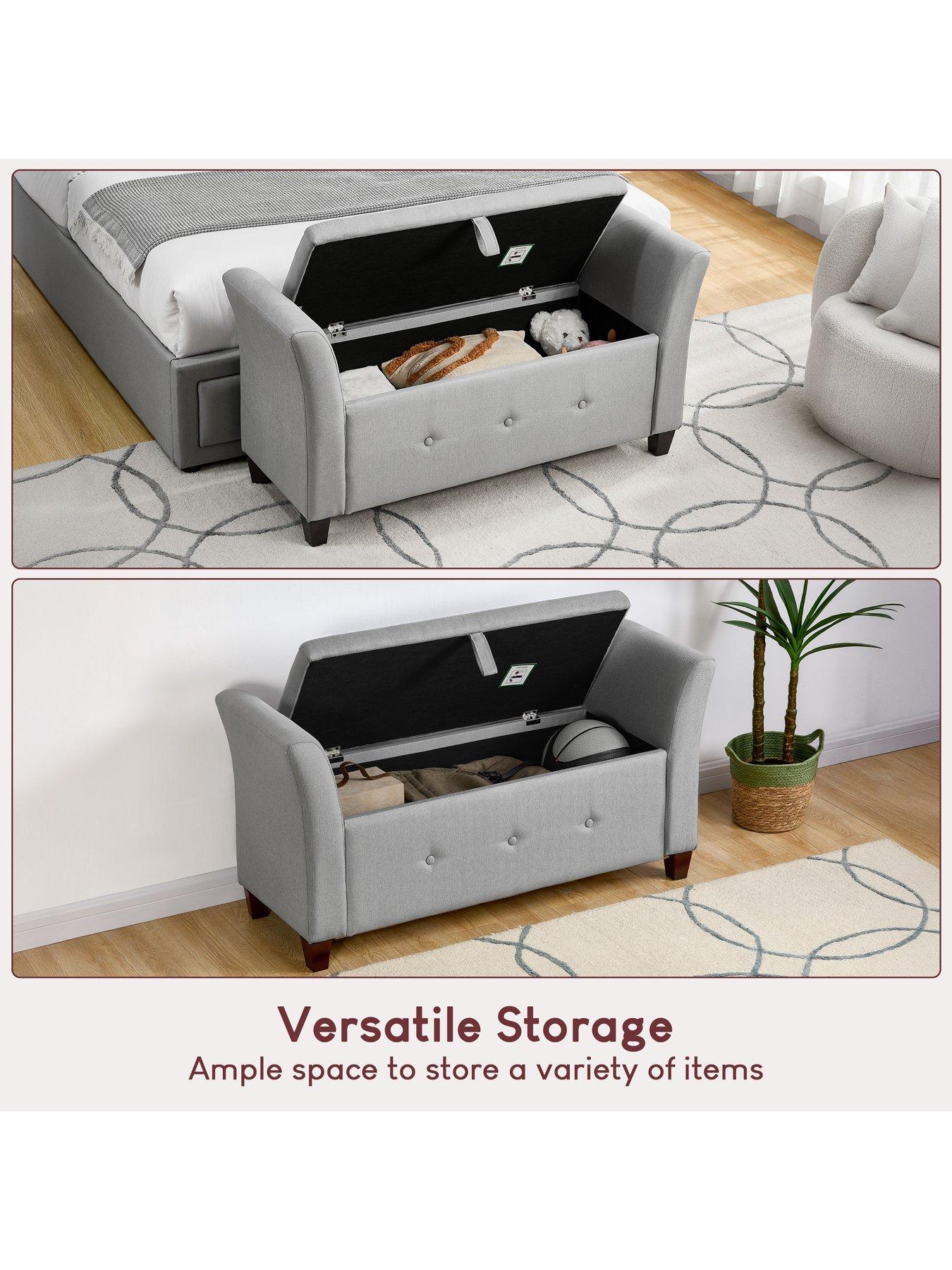 Image 3 of 5 of Vida Designs Seville Linen&nbsp;Storage Ottoman - Light Grey