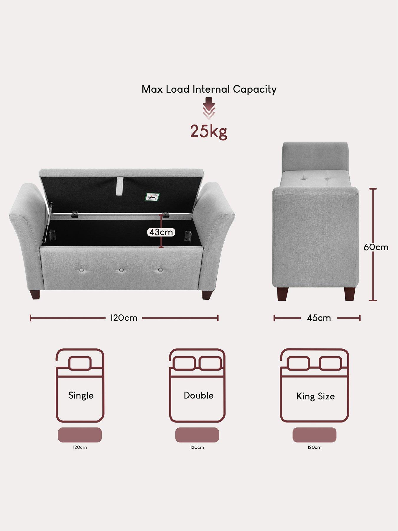 Image 5 of 5 of Vida Designs Seville Linen&nbsp;Storage Ottoman - Light Grey