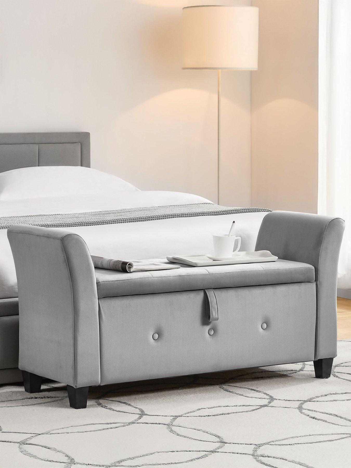 Image 1 of 5 of Vida Designs Seville Velvet&nbsp;Storage Ottoman - Light&nbsp;Grey