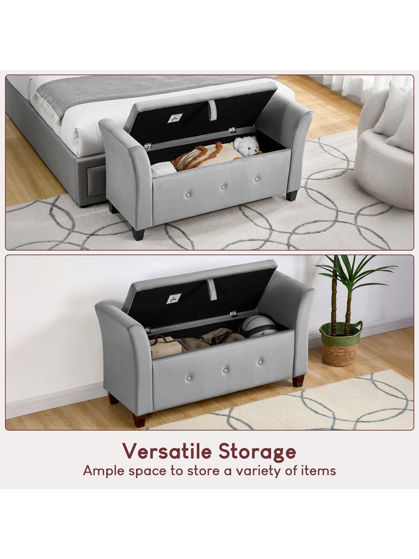 Image 2 of 5 of Vida Designs Seville Velvet&nbsp;Storage Ottoman - Light&nbsp;Grey