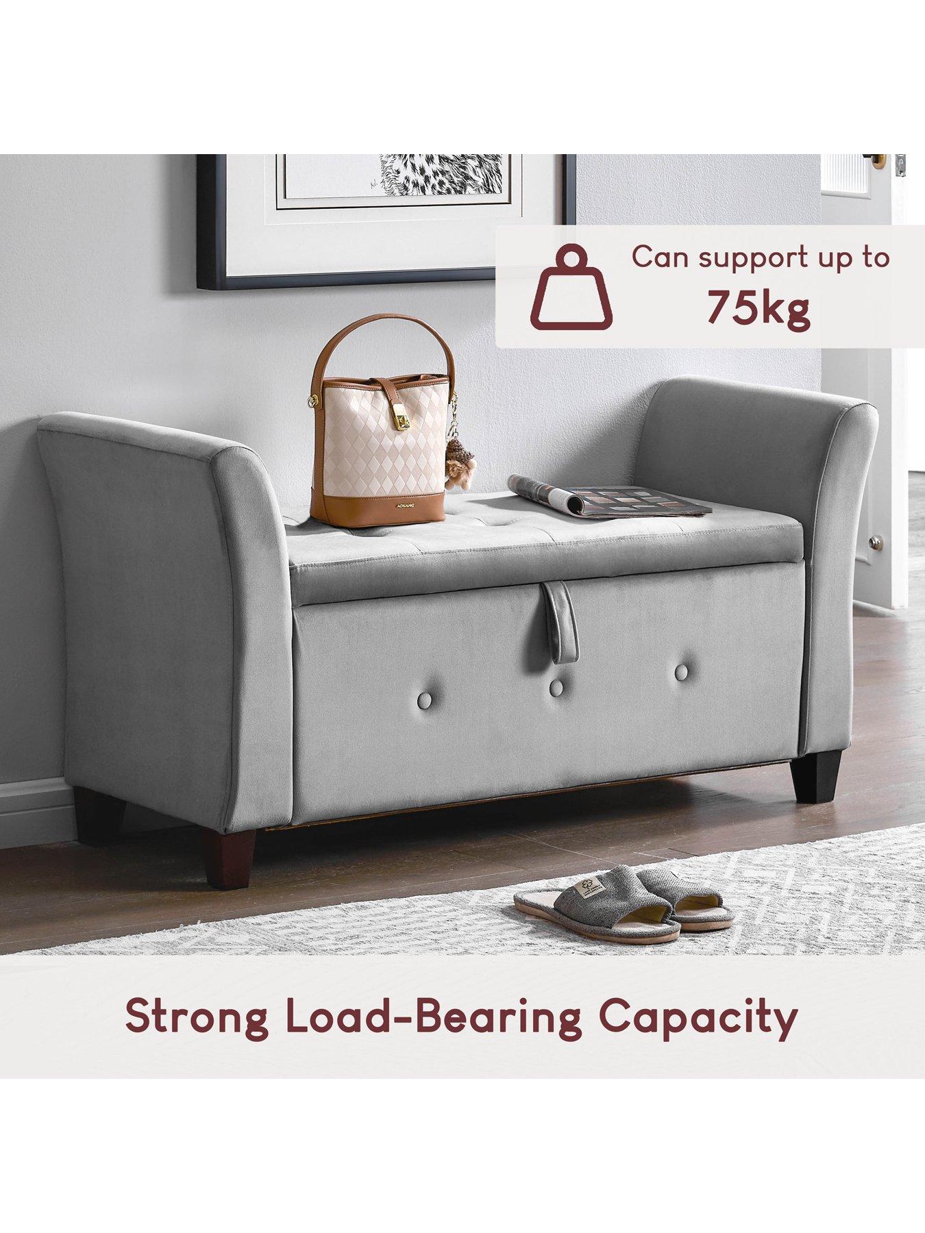 Image 3 of 5 of Vida Designs Seville Velvet&nbsp;Storage Ottoman - Light&nbsp;Grey