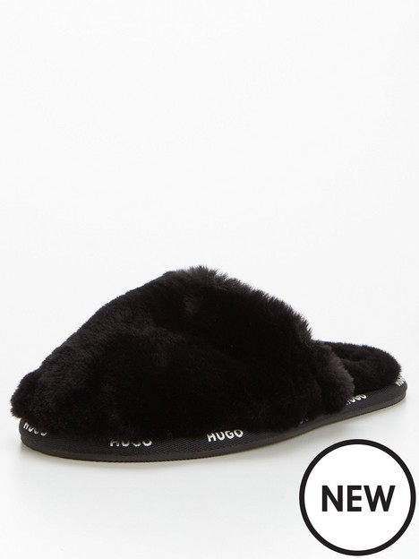 hugo-cozy-faux-fur-slipper-black