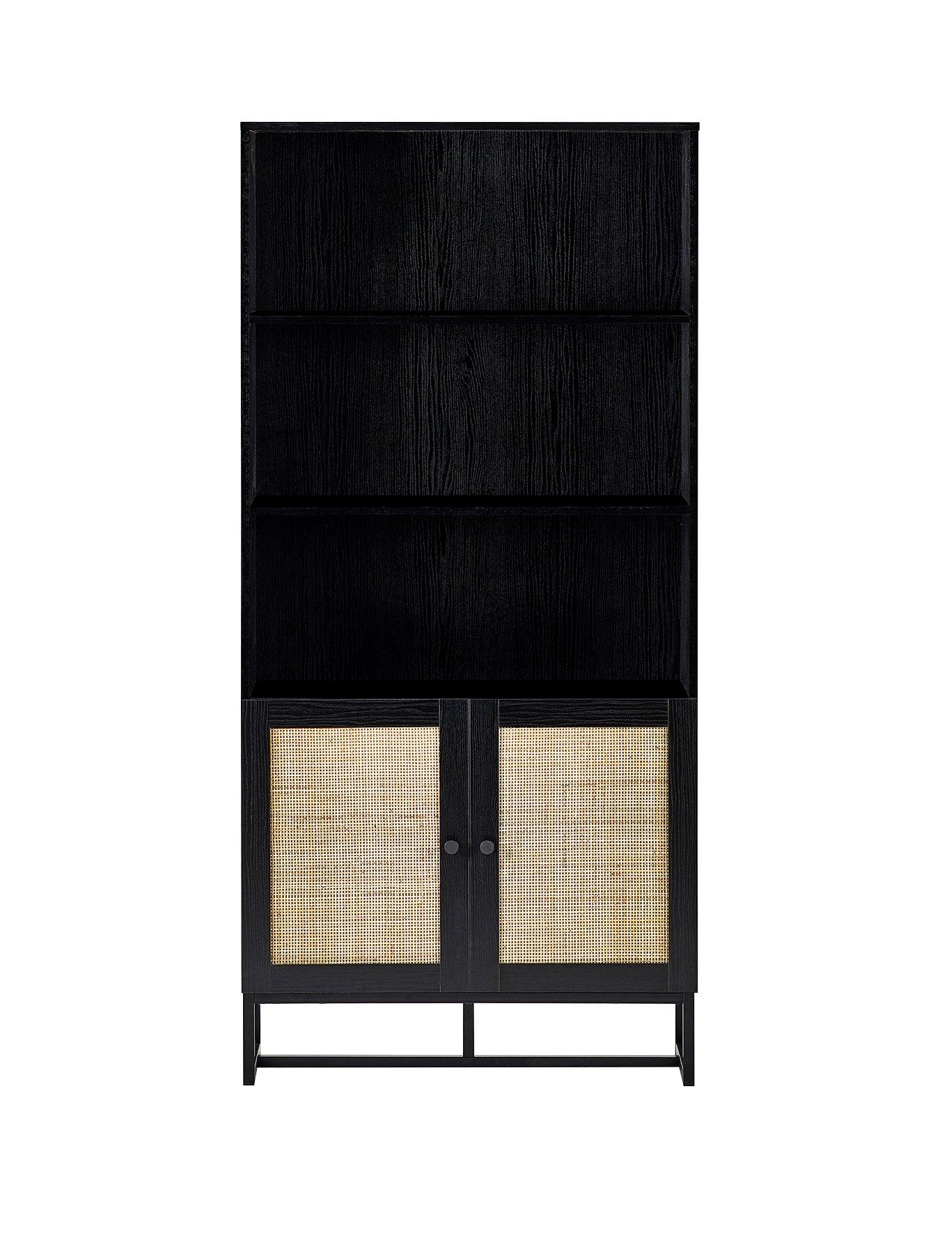 julian-bowen-padstow-tall-storage-bookcase-blackstillFront