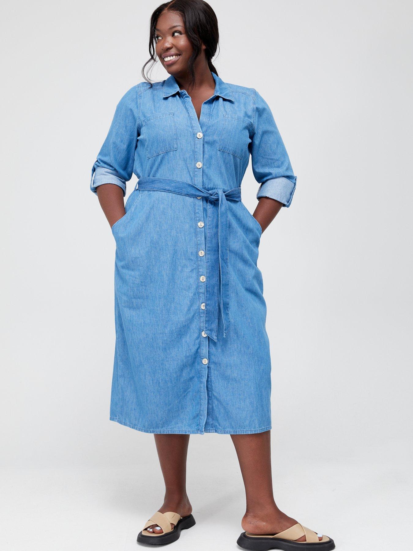 Womens denim store shirt dress