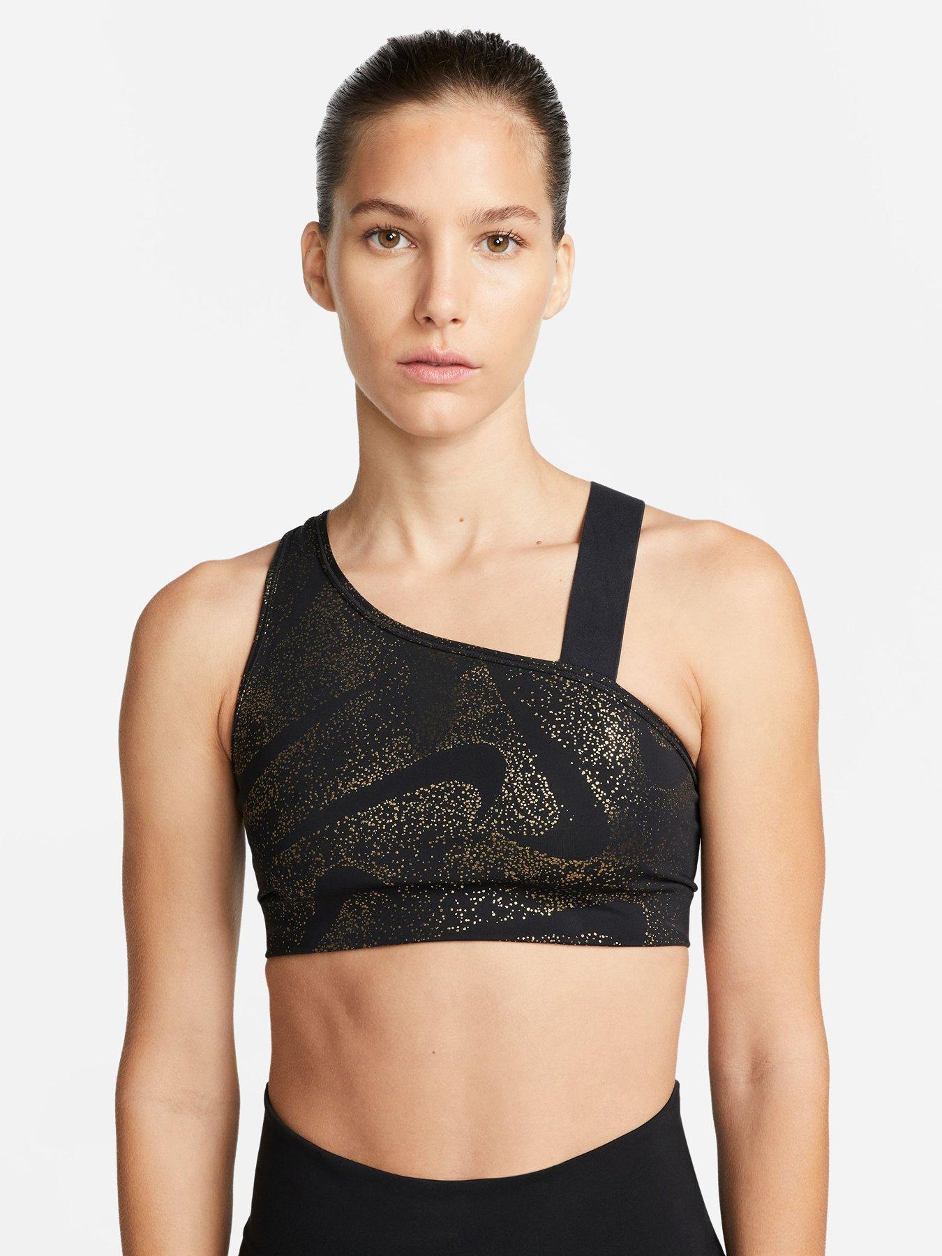 Nike Swoosh Asymmetric Bra - Black/Gold