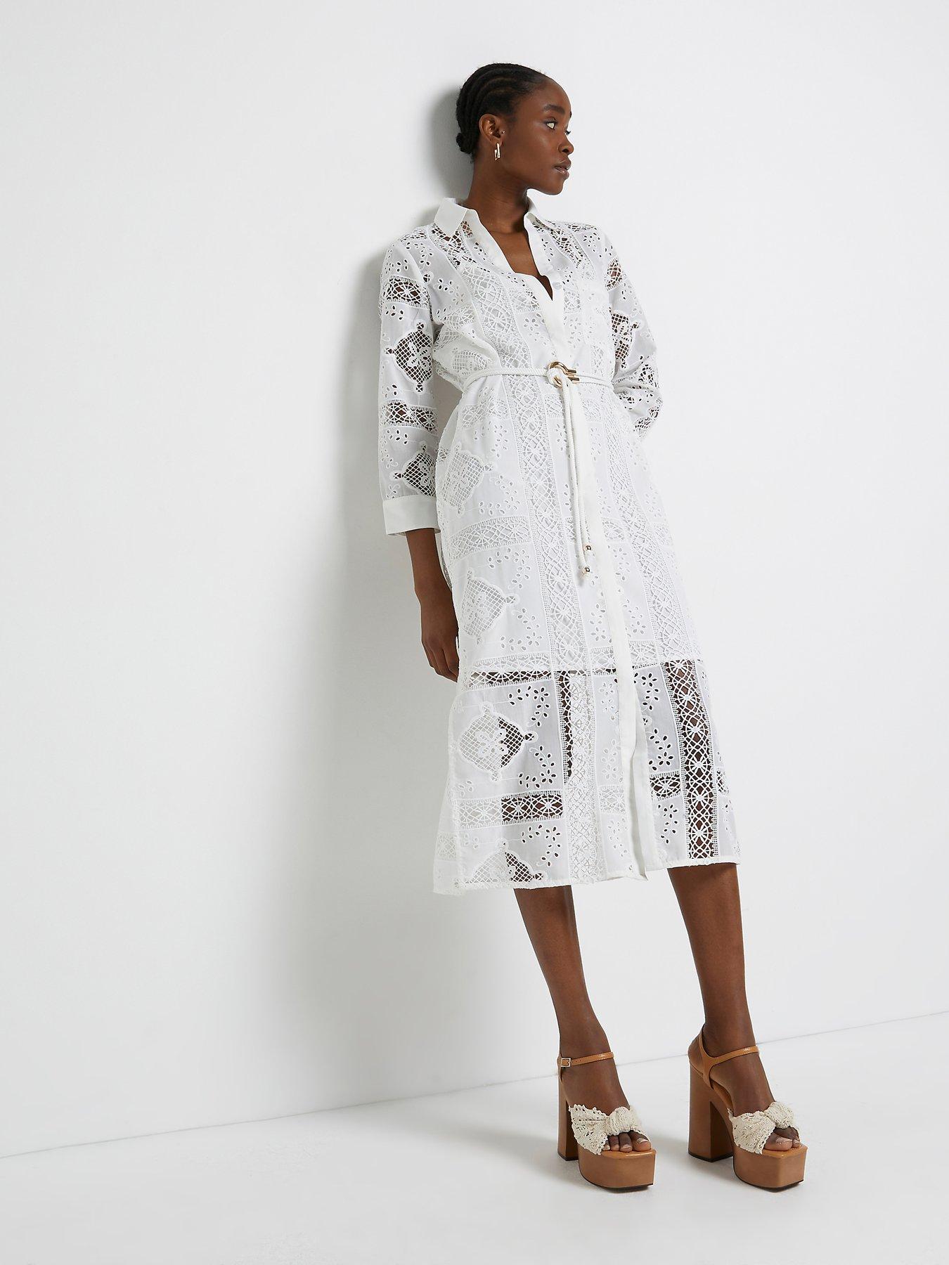 Midi dress outlet white lace