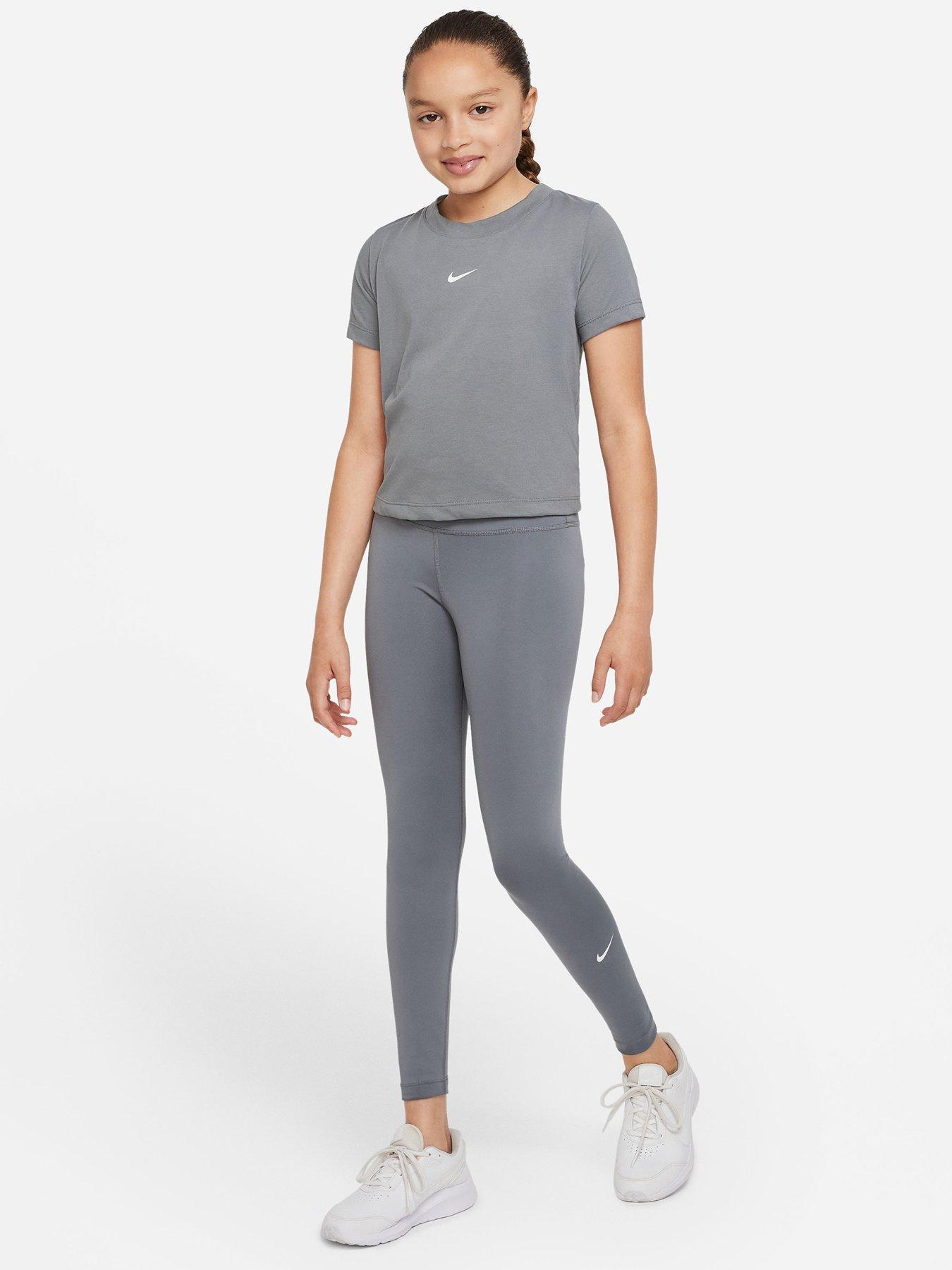 Nike Older Girls One Leggings - Dark Grey