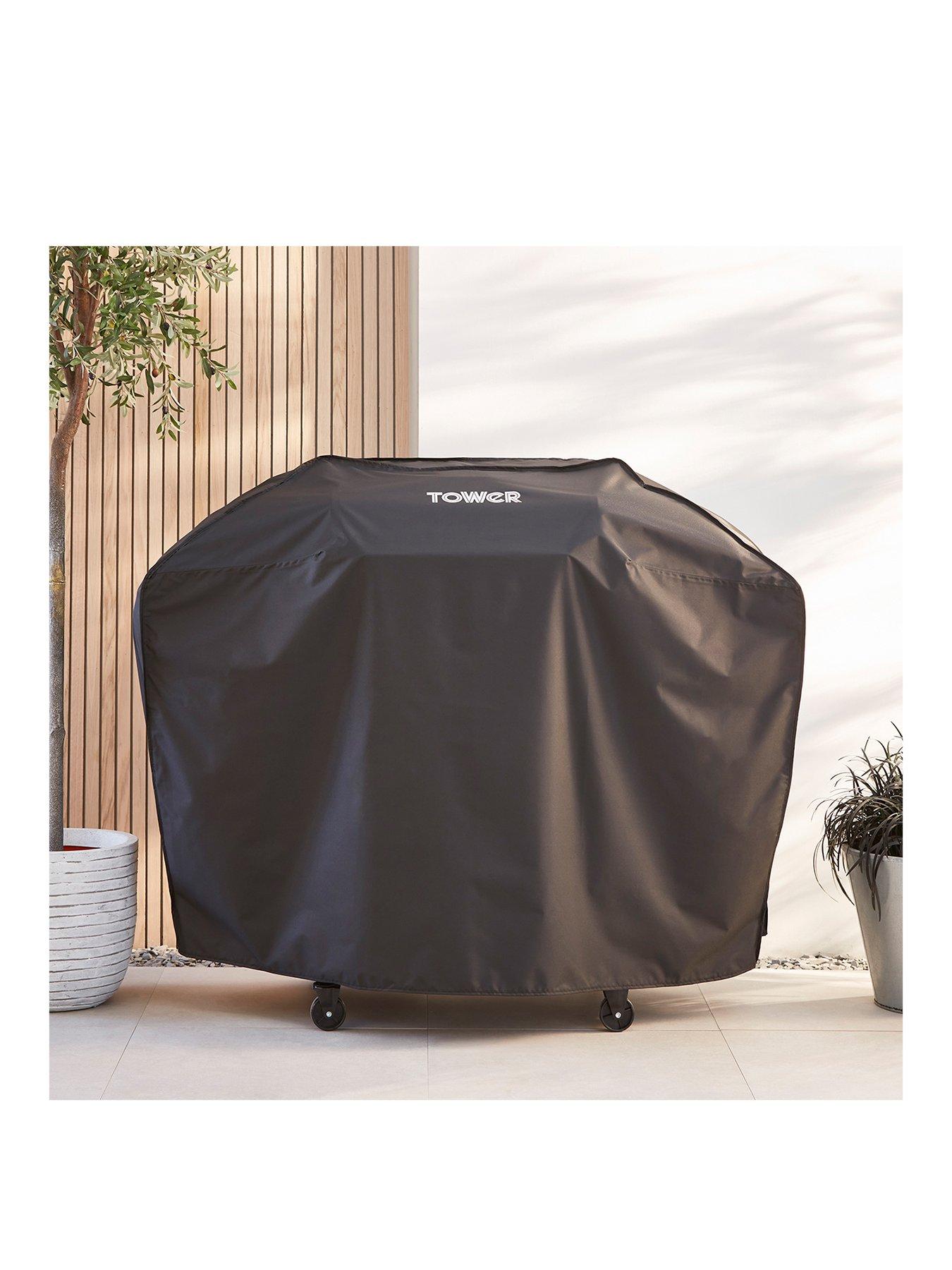 Tower Large BBQ Cover - Heavy-Duty Waterproof  &  Windproof Outdoor 3 Burner Gas Grill Cover, UV Resistant, Black
