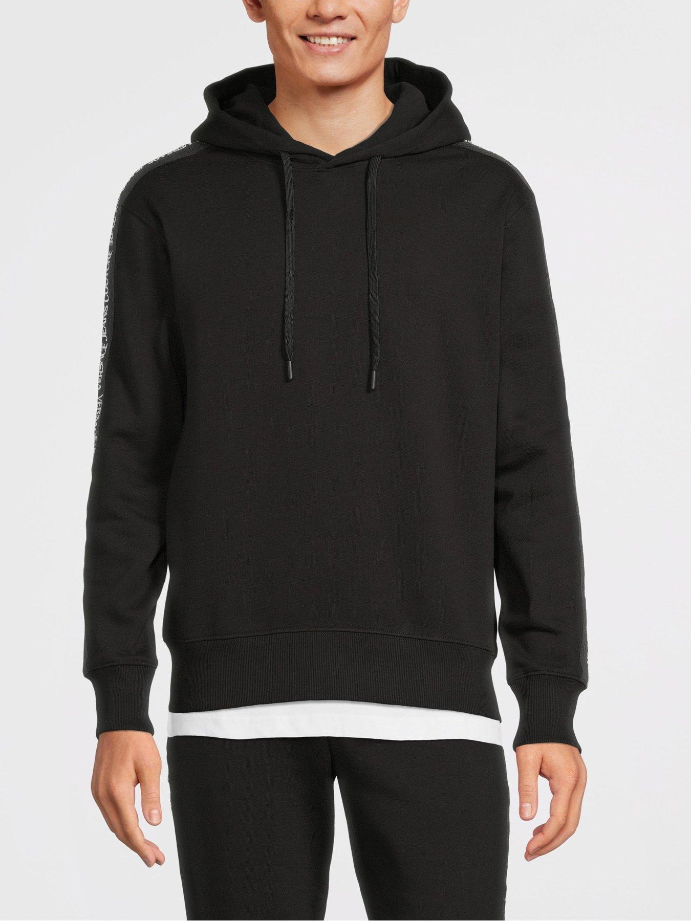 Versace Jeans Couture Logo Tape Overhead Hoodie - Black | Very Ireland