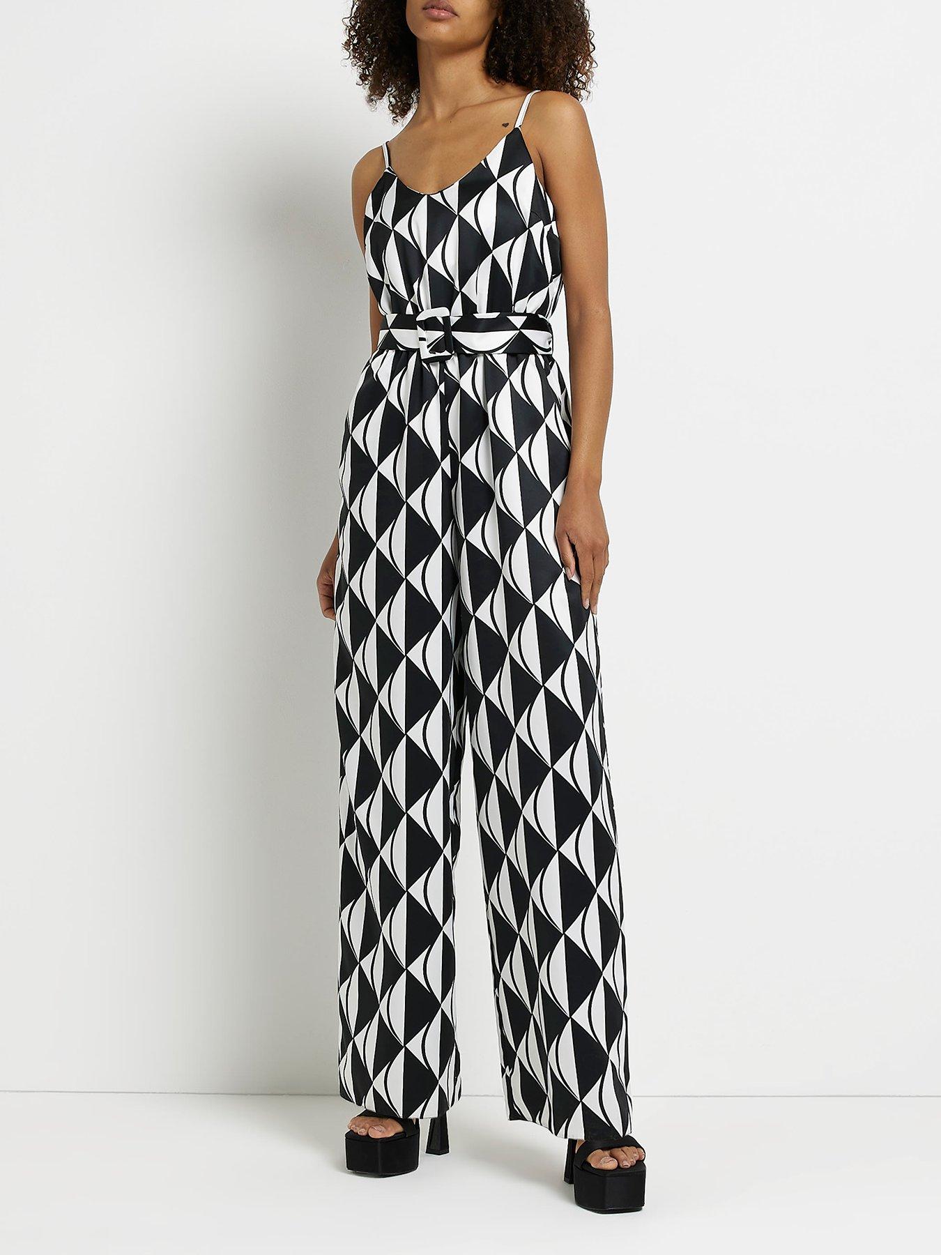 River island black store and white jumpsuit