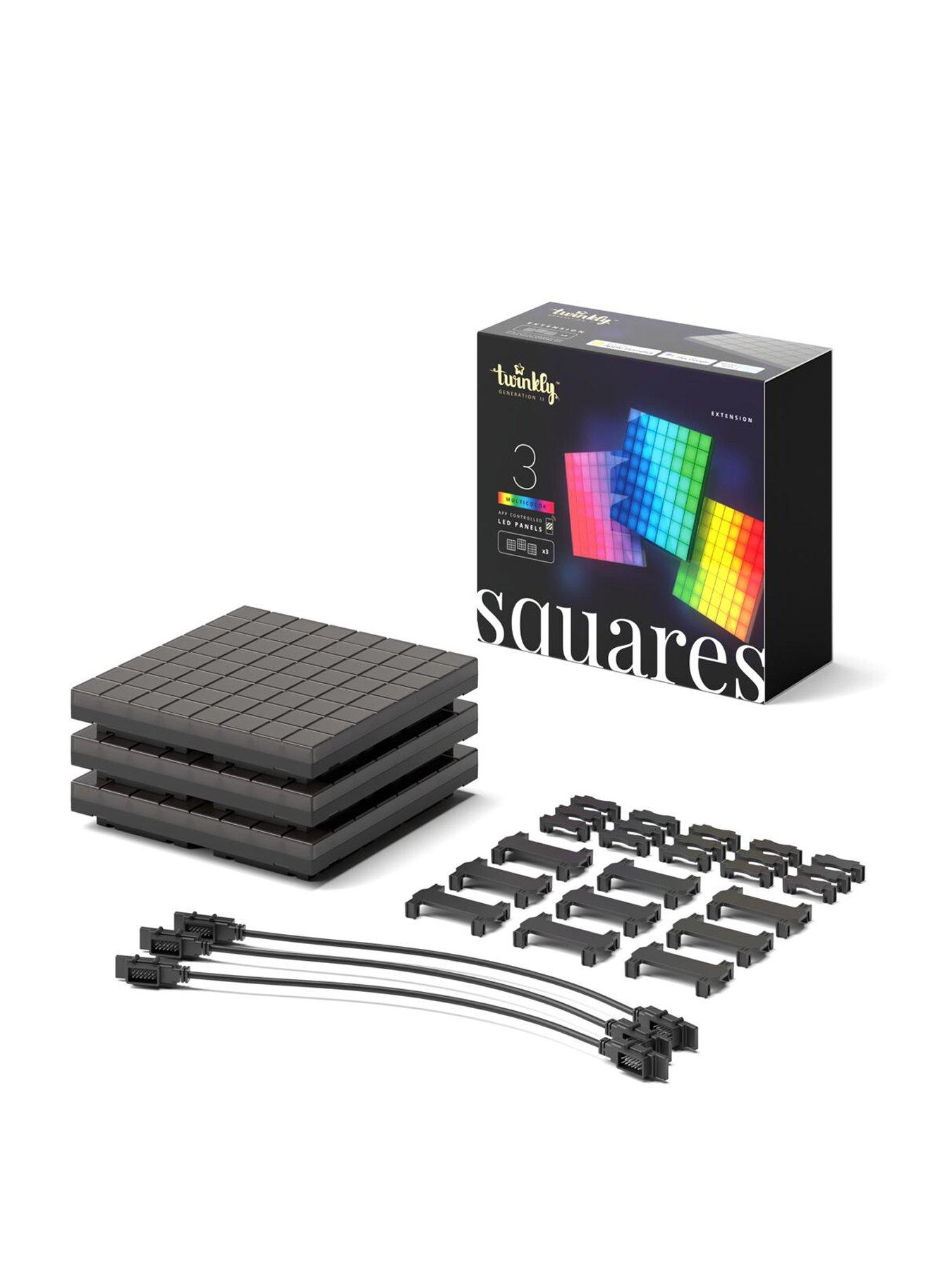 twinkly-twinkly-squares-extension-kit-smart-app-controlled-led-panels-with-64-rgb-pixels-with-3-extension-tiles--requires-twinkly-starter-pack