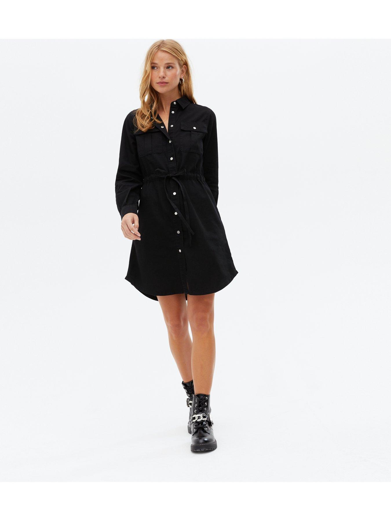 Black denim on sale dress new look