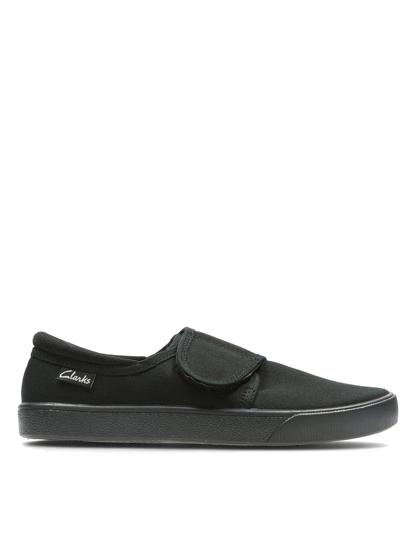 Kids Hopper Run Canvas Strap Plimsoll Black