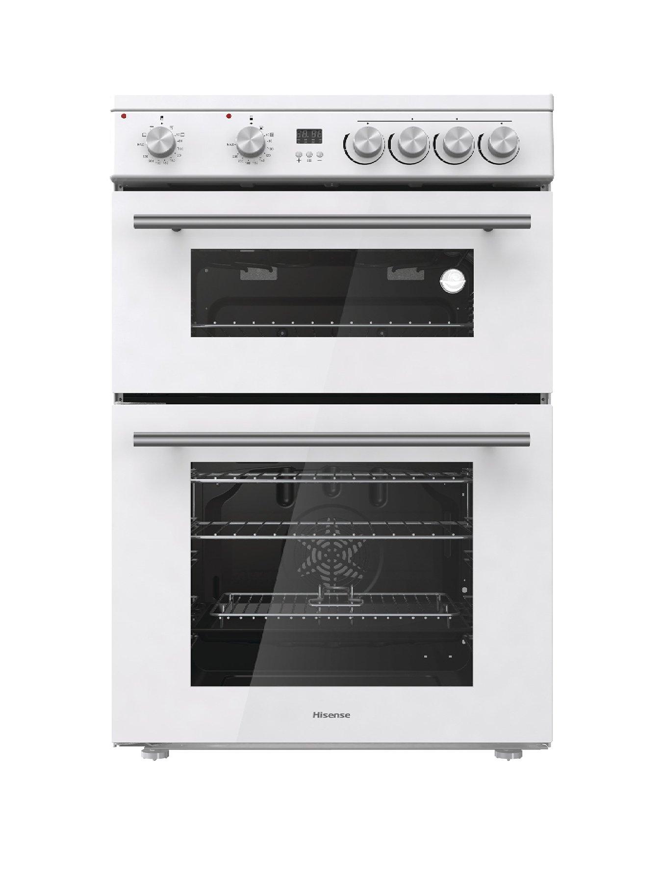 Image 1 of 7 of Hisense HDE3211BWUK Double Oven Electric Cooker with Ceramic Hob - White