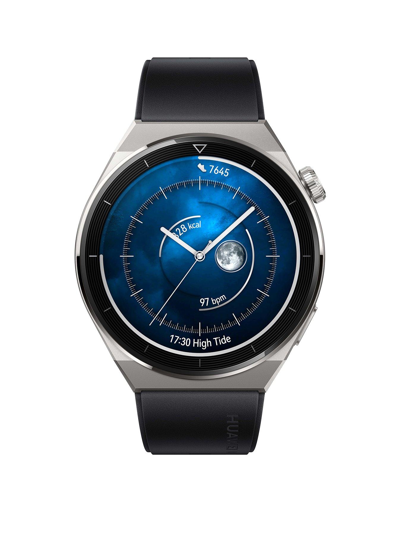 HUAWEI Watch GT 3 46mm Black Stainless Steel - Black Fluoroelastomer Strap