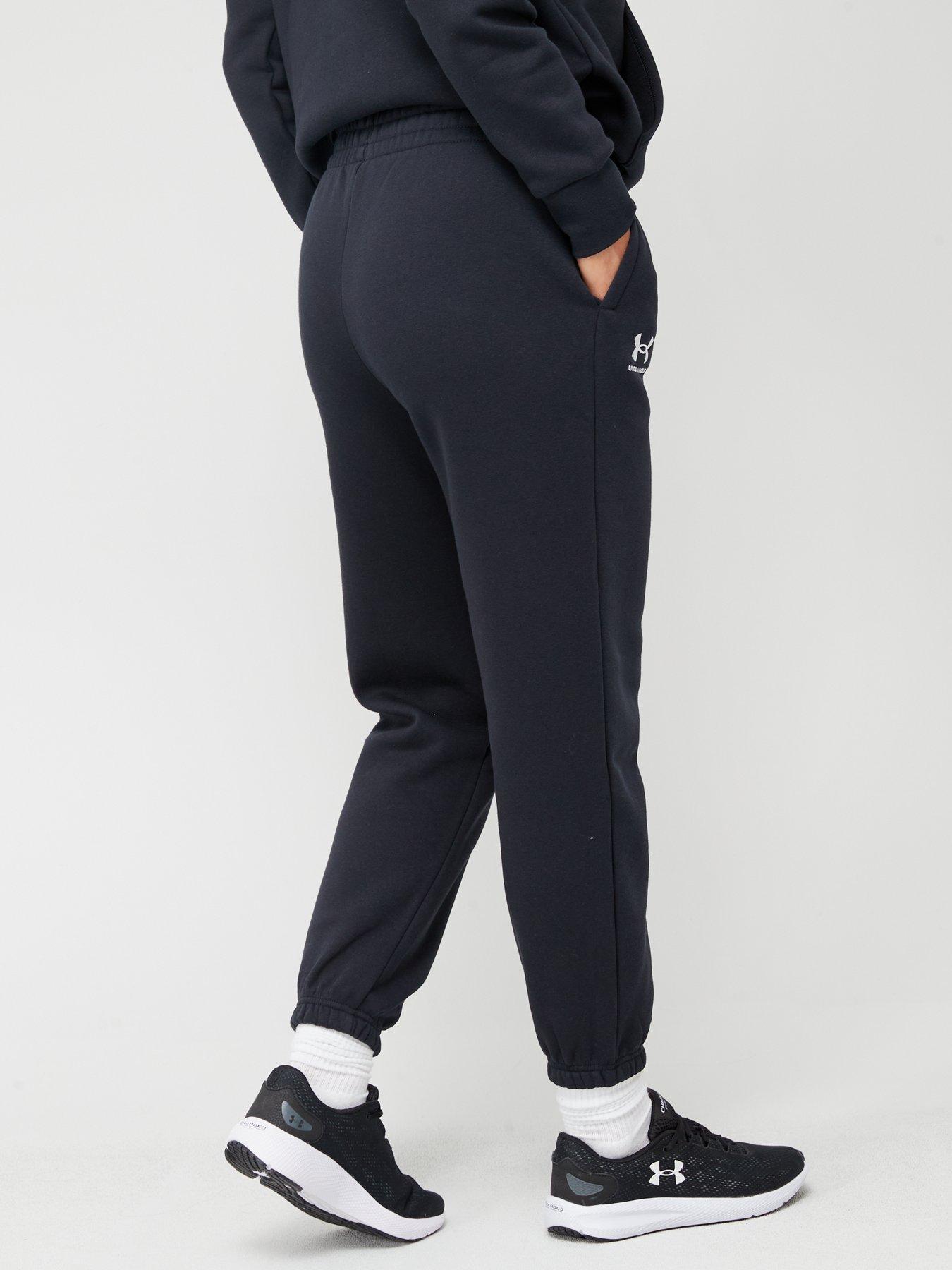 under-armour-essential-fleece-joggers-blackwhitestillFront