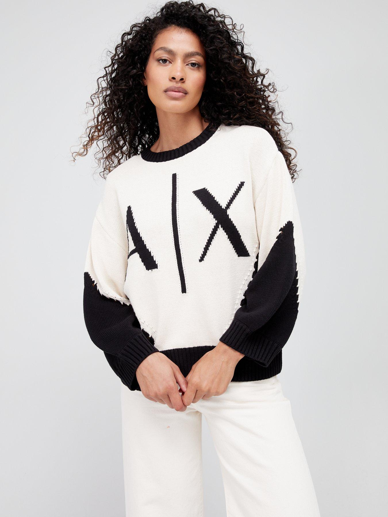 Armani Exchange Armani Exchange Logo Knitted Jumper Black cream