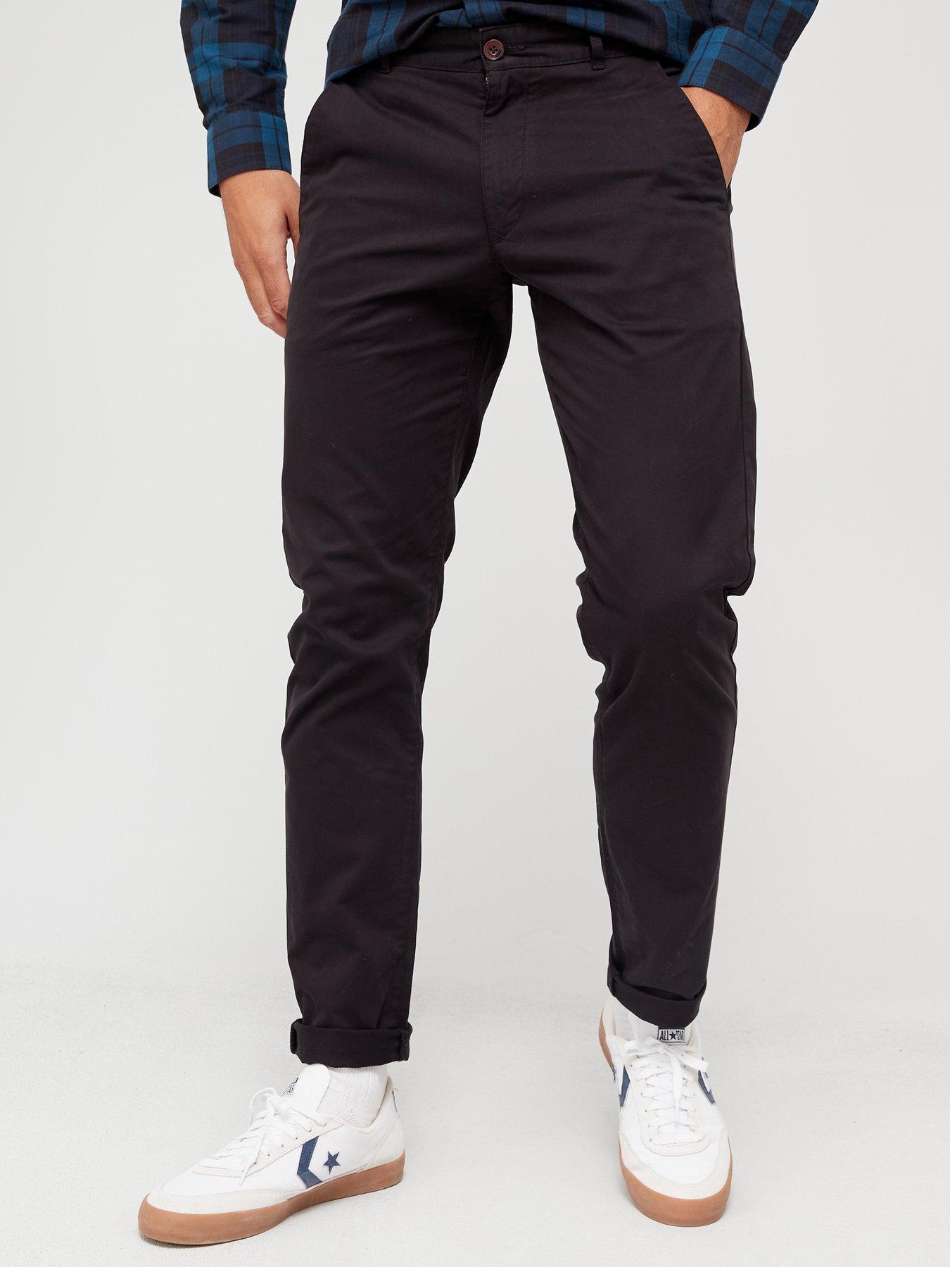 Farah Rushmore cotton cord tapered trousers in black | ASOS