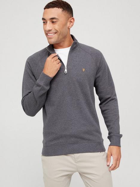 farah-jim-quarter-zip-sweater-grey-marl