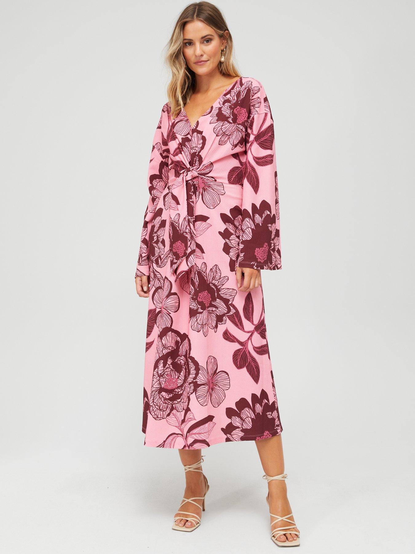 Midi dress outlet with kimono