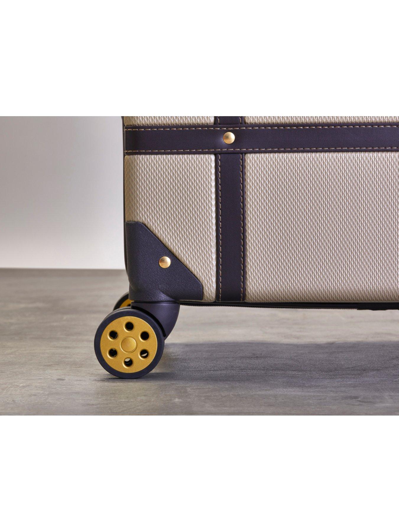 Image 5 of 6 of Rock Luggage Vintage 8 Wheel Retro Style Hardshell Medium Suitcase - Gold