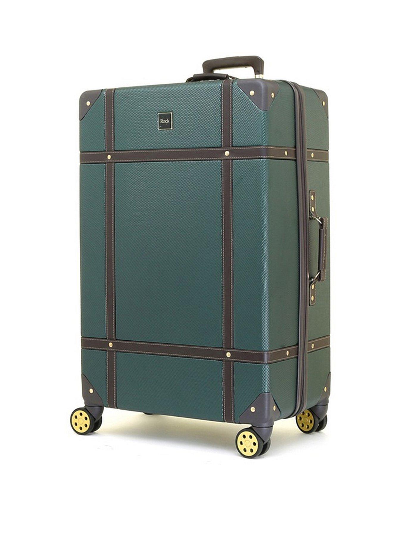 Rock Luggage Vintage 8 Wheel Retro Style Hardshell Large Suitcase - Emerald Green