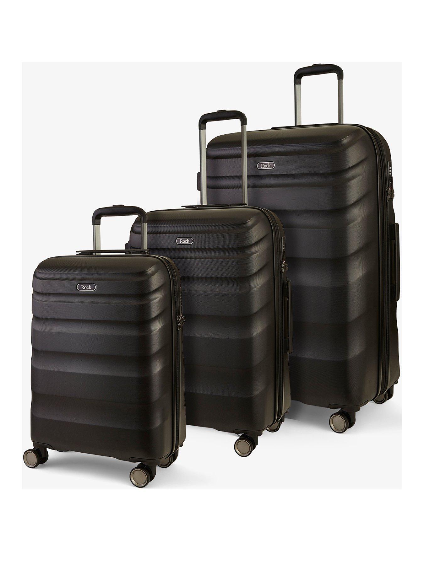 Rock Luggage Bali 3 Piece Set Hardshell 8 Wheel Spinner - Black