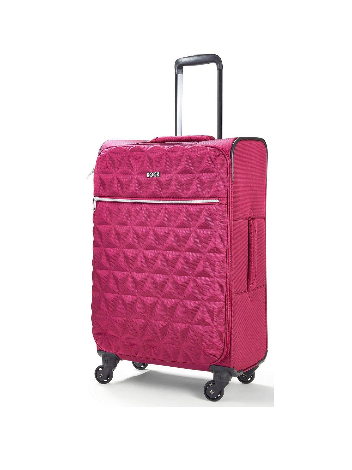Rock Luggage Jewel 4 Wheel Soft Medium Suitcase - Pink