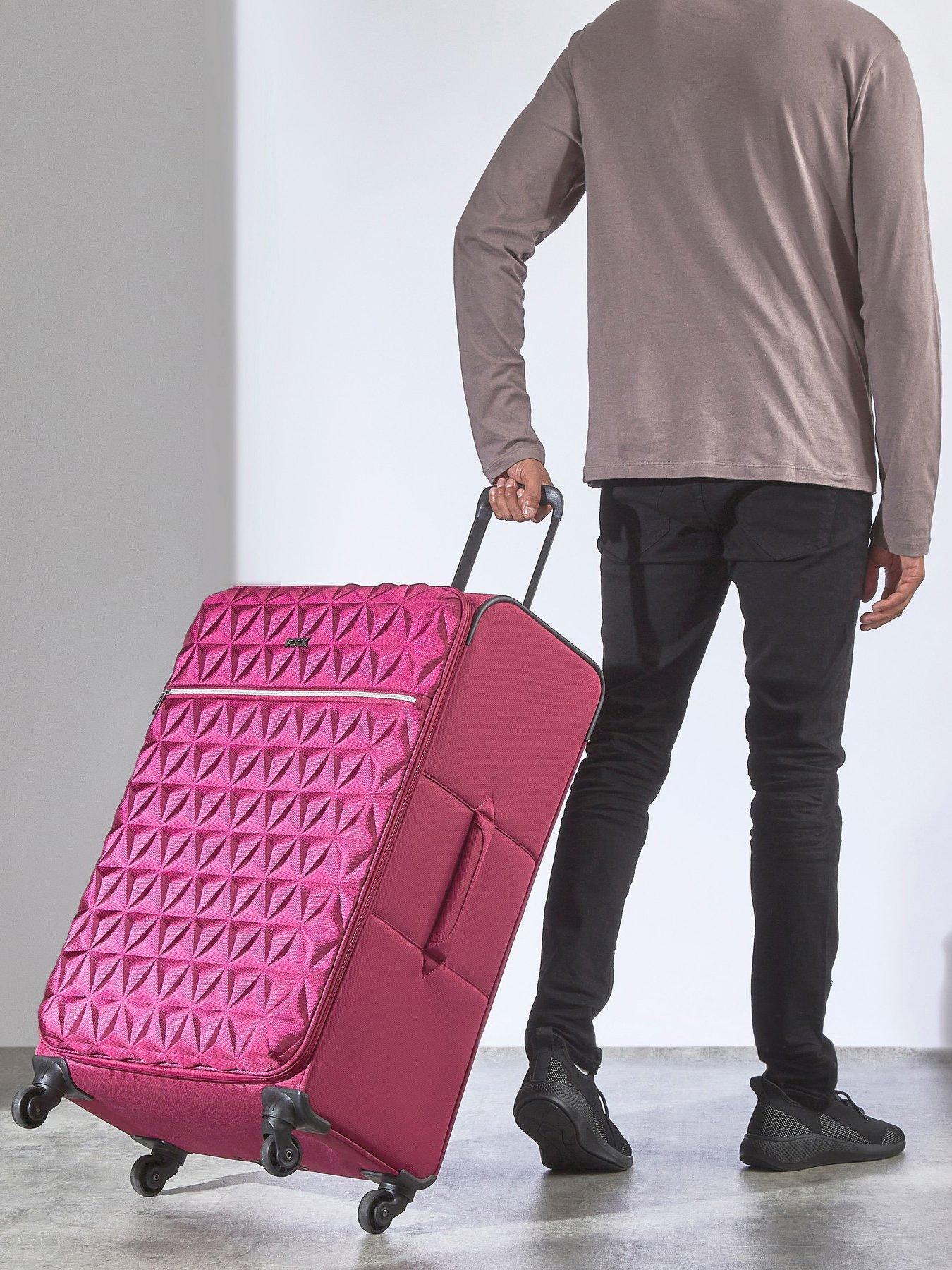 Image 3 of 6 of Rock Luggage Jewel 4 Wheel Soft Large Suitcase - Pink