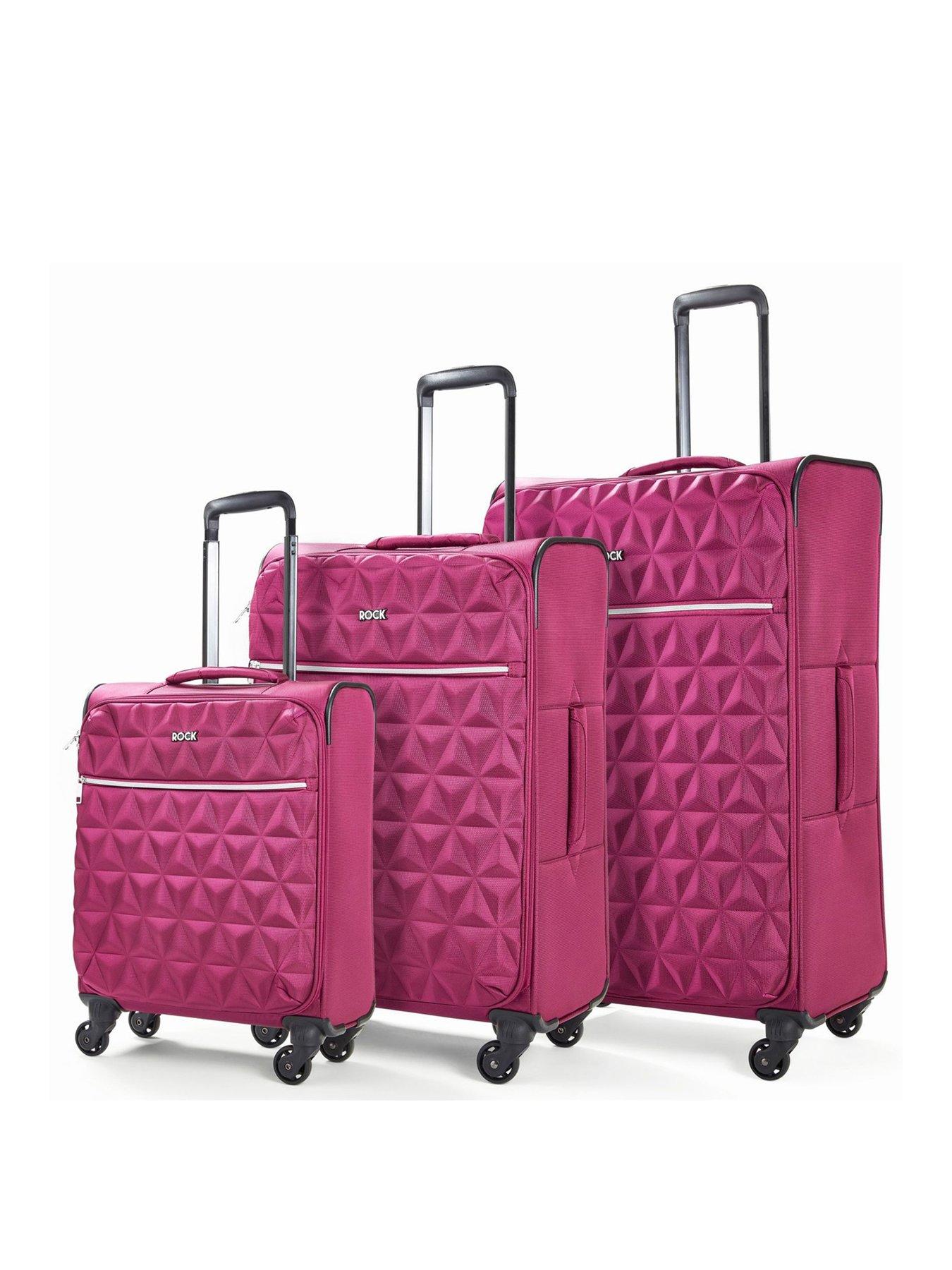 Rock Luggage Jewel 3 Piece Set Soft 4 Wheel Spinner Pink Very Ireland