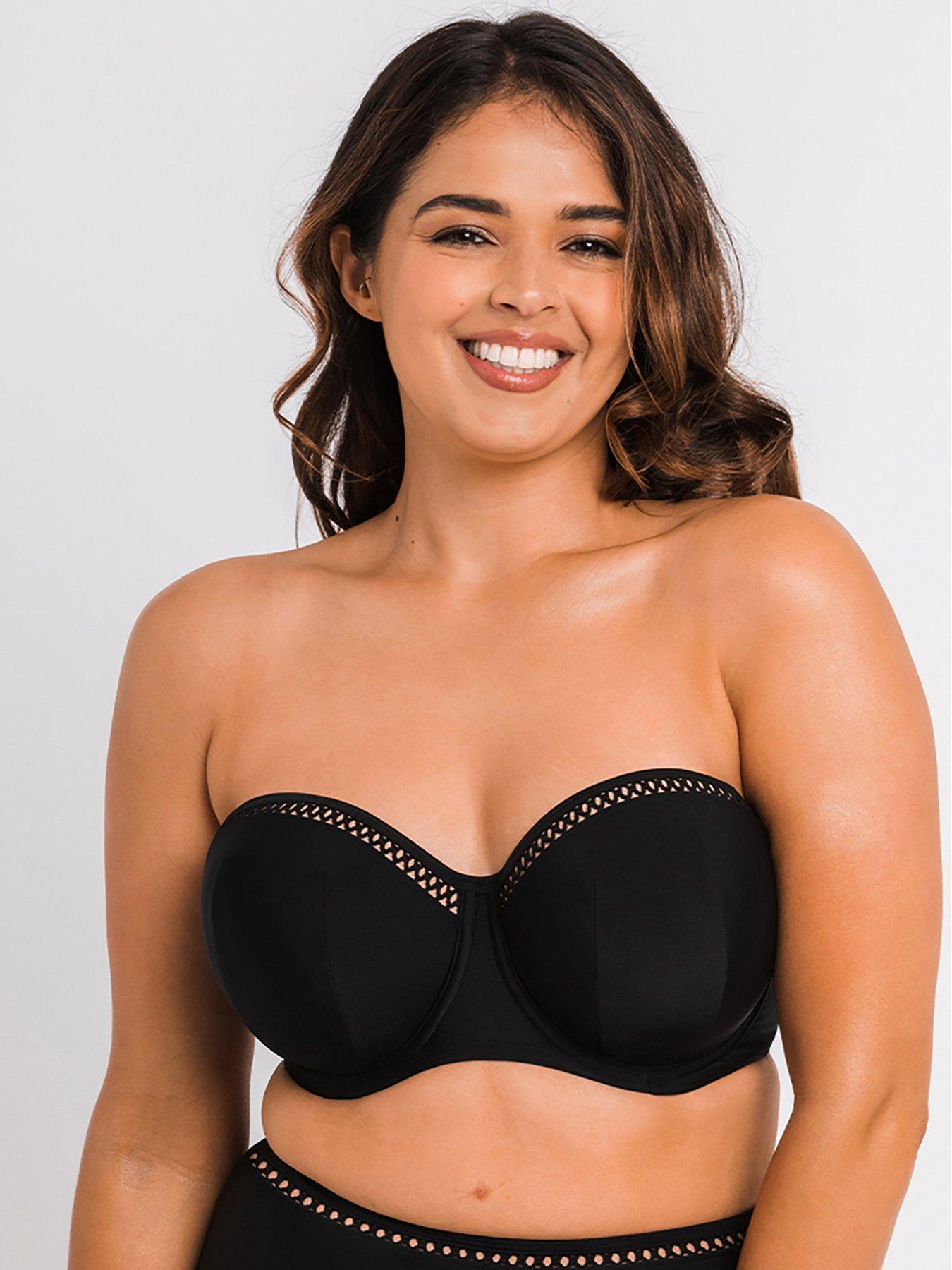 Image 1 of 4 of Curvy Kate First Class Bandeau Bikini Top - Black