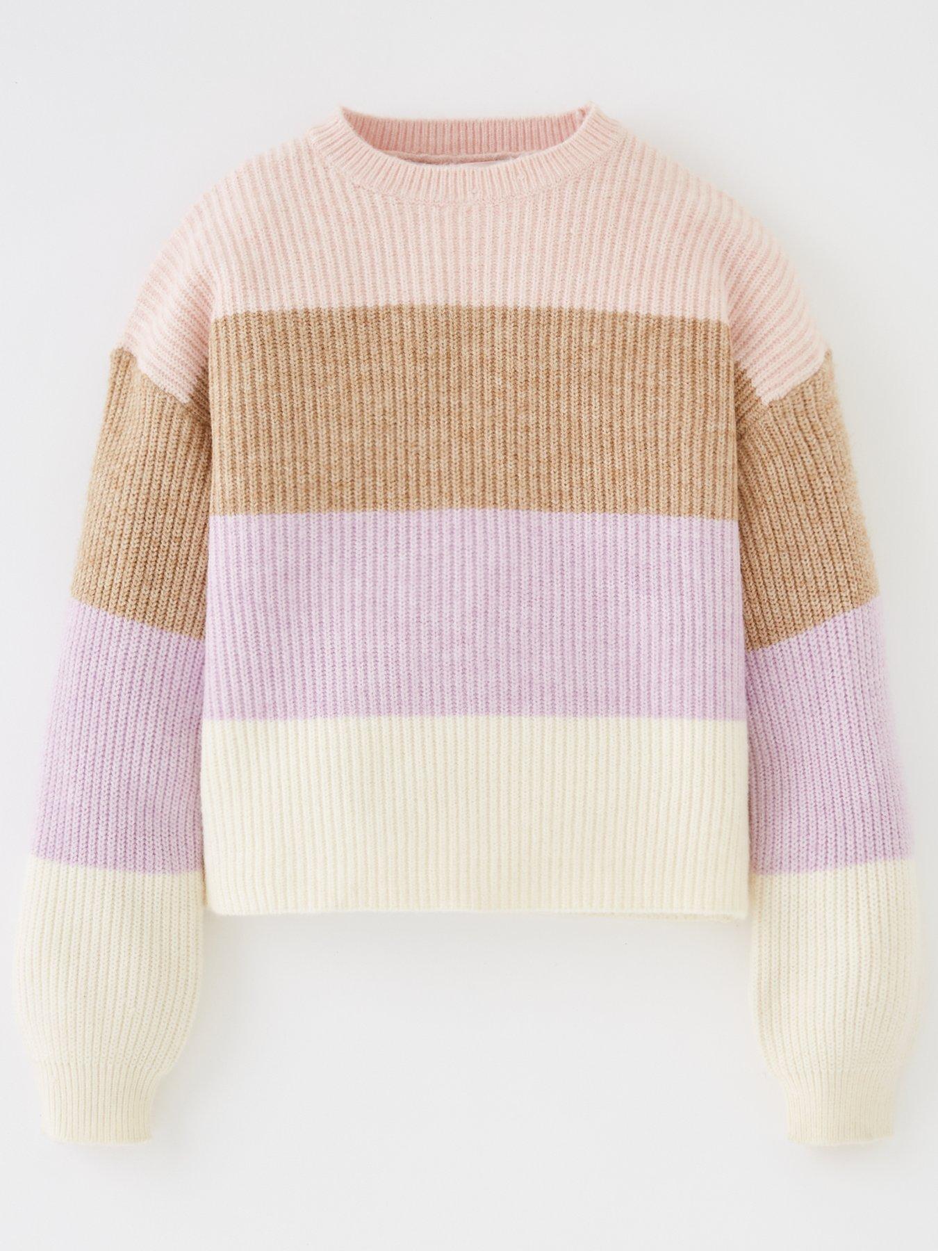 Only Kids Girls Sandy Colour Block Knitted Jumper - Sepia Rose