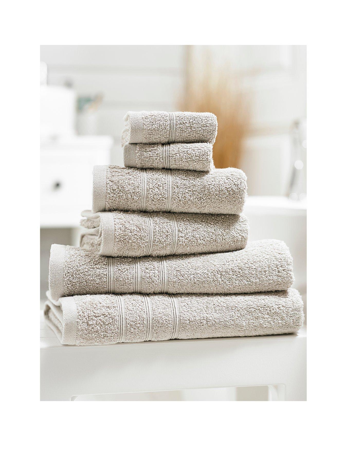 beige towels bath