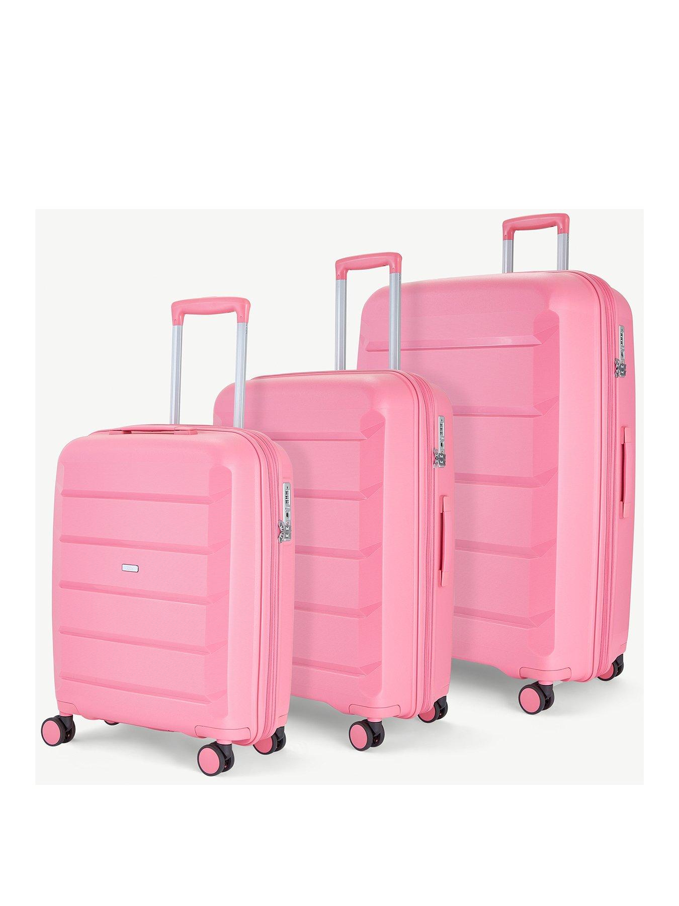 Rock Luggage Tulum 3 Piece Set Hardshell 8 Wheel Spinner - Bubblegum Pink