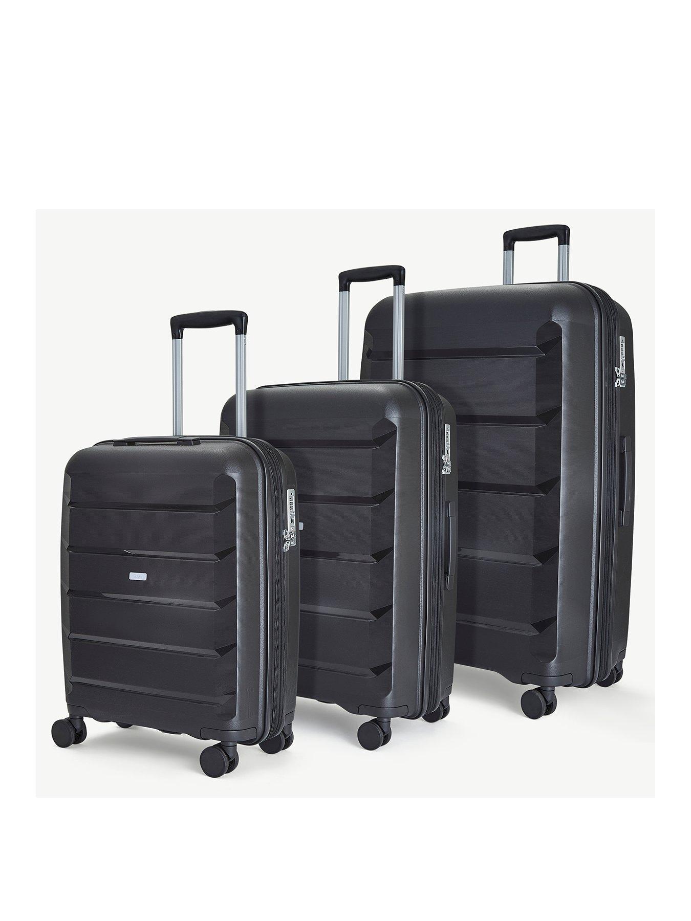 Rock Luggage Tulum 3 Piece Set Hardshell 8 Wheel Spinner - Black