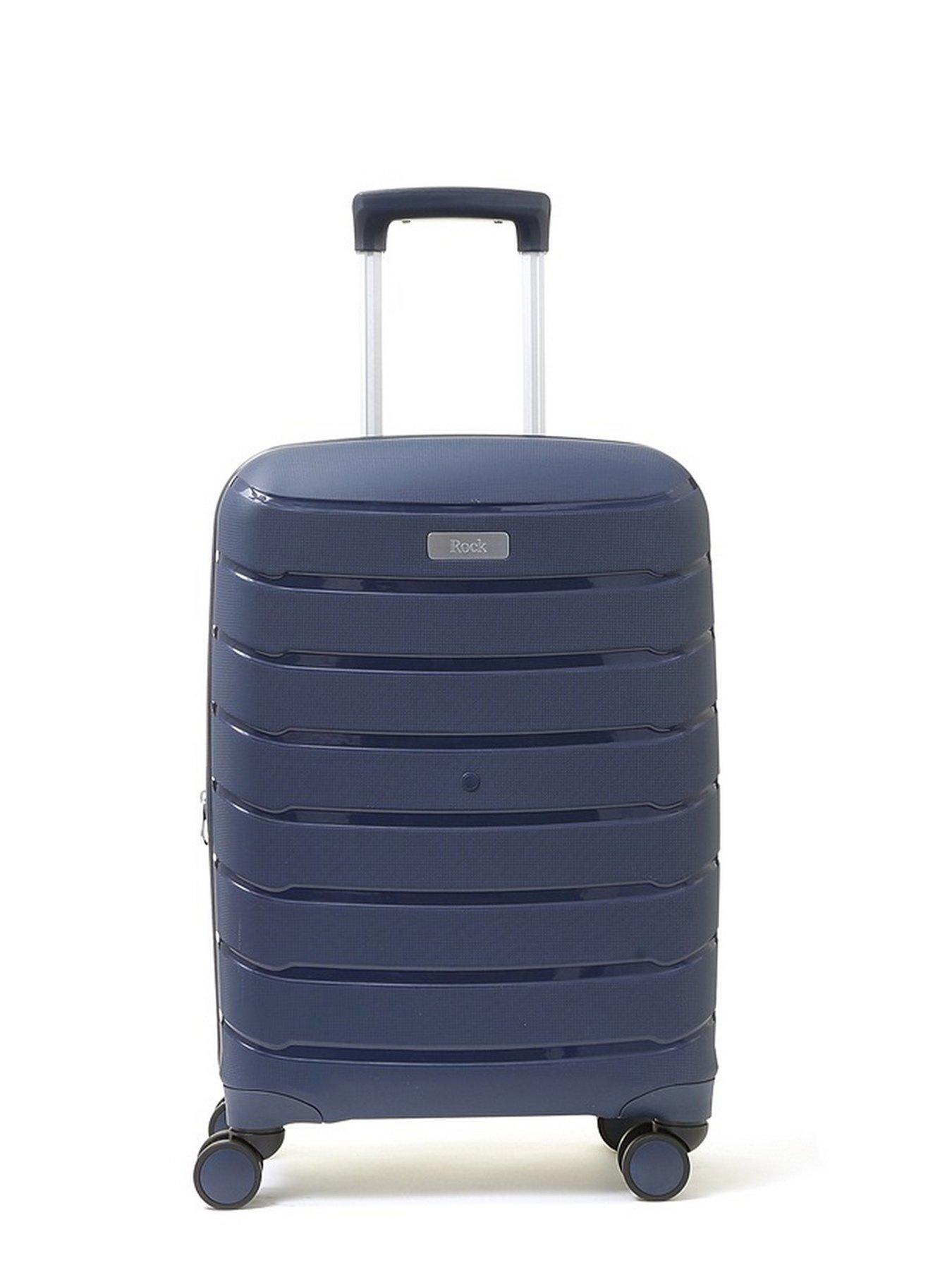 Navy blue carry store on luggage