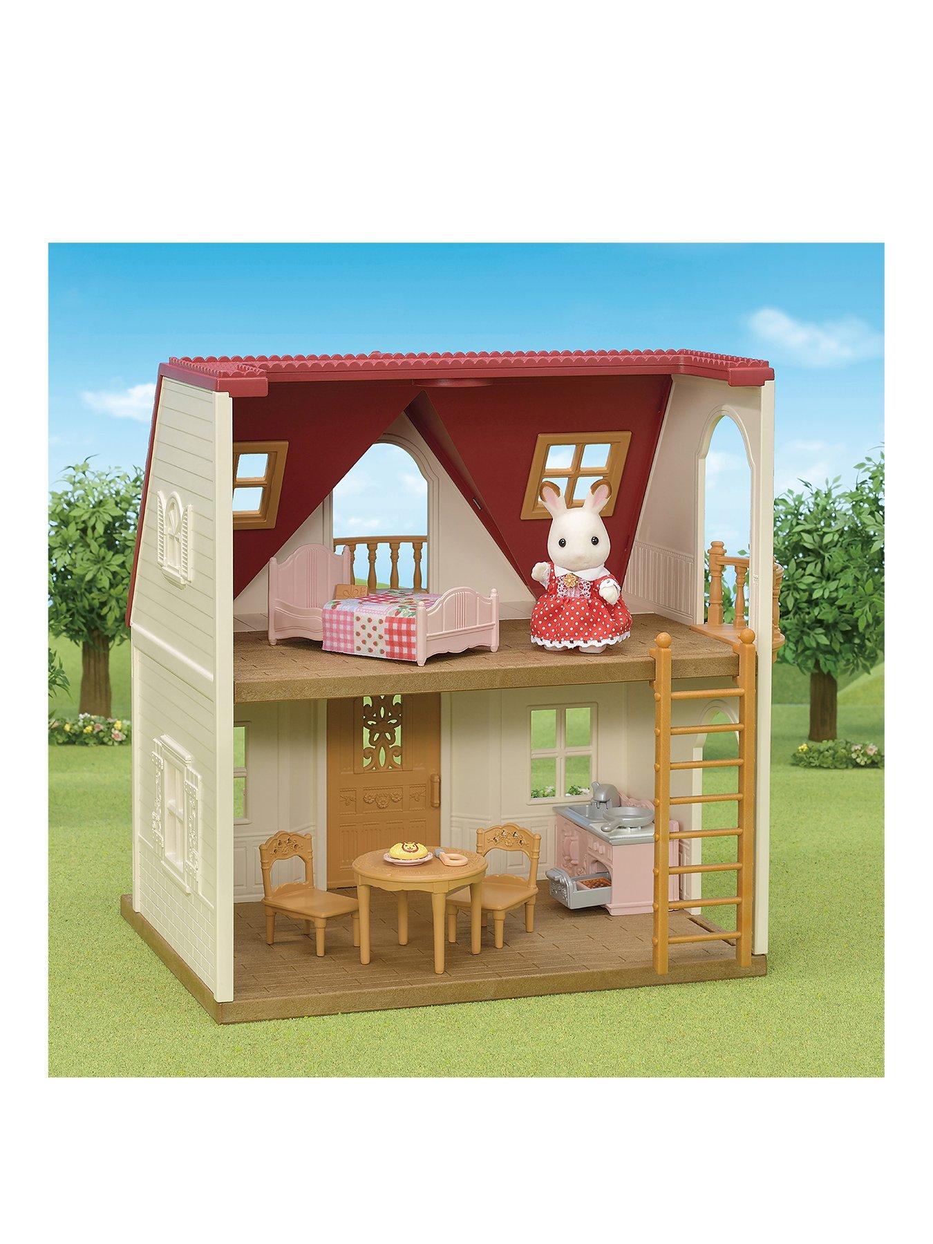 Sylvanian Families Red Roof Cosy Cottage with Rabbit Figure and Furniture