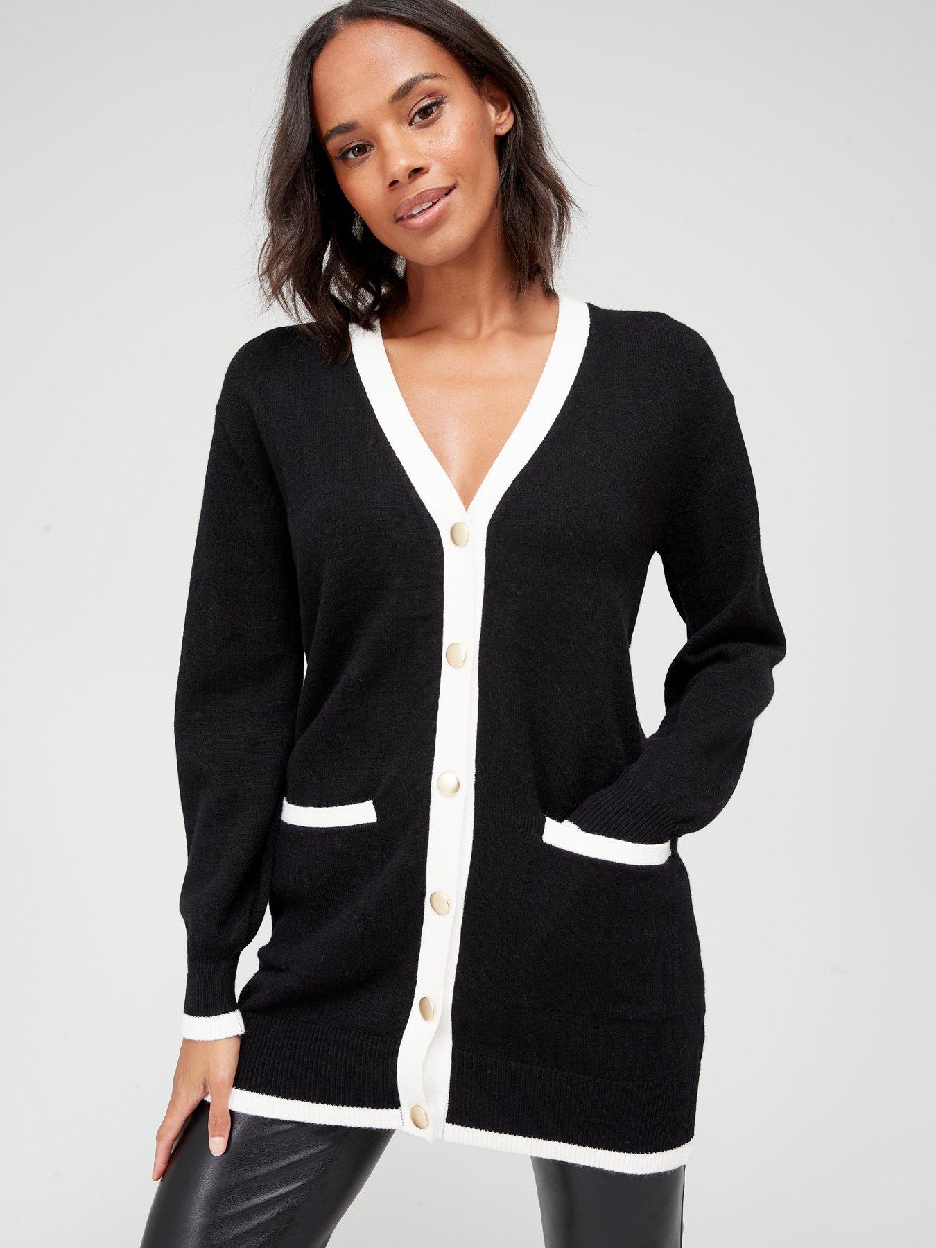 White cardigan with deals black trim