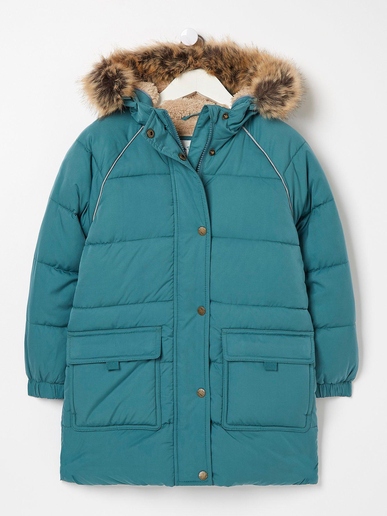 Kids Jacket DESIGNER'S Navy Parka Coat Faux Fur Hooded Top Christmas Gift 3-13 