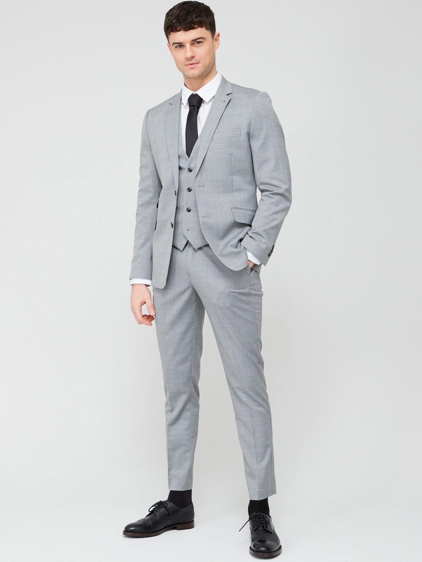 Very Man Check Slim Fit Suit Jacket Grey Very Ireland